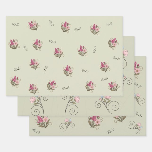 Papier cadeau à plat, lot de 3 (Lot)