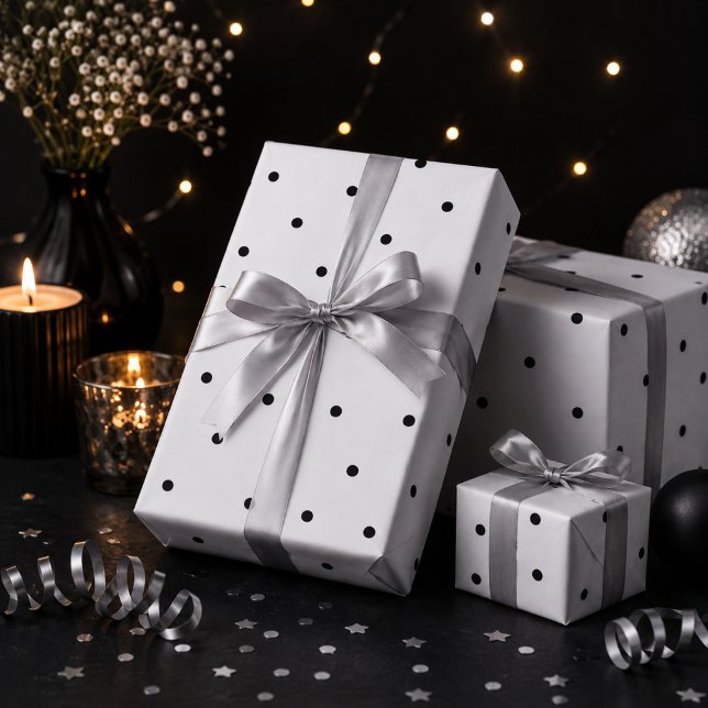 Papier cadeau à pois noir et blanc (Créateur téléchargé)