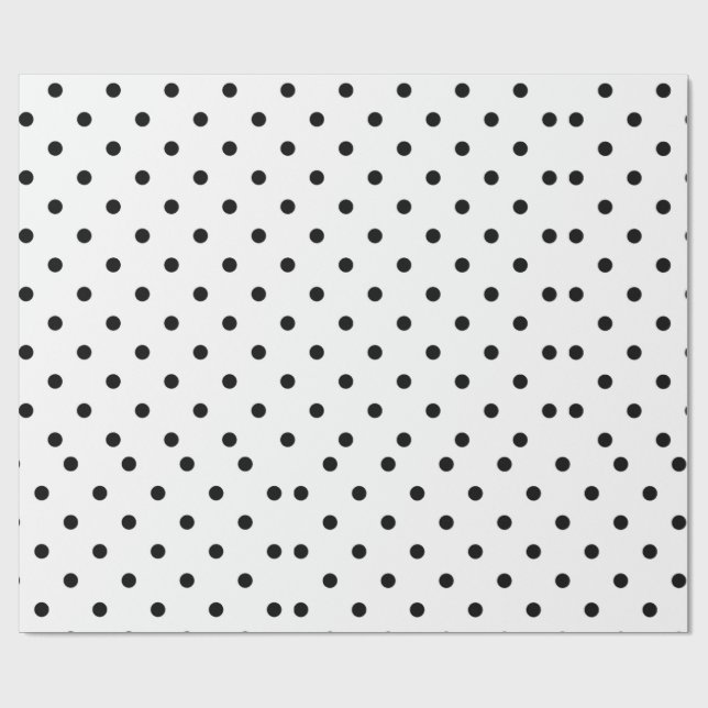 Papier cadeau à pois noirs et blancs | Classique (Plat)