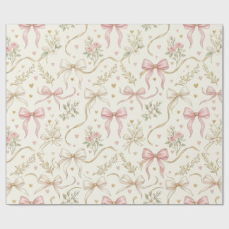 Papier cadeau à ruban rose coquette et motifs bota