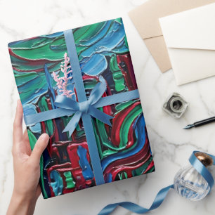 Papier cadeau à silhouette de ville abstraite tons