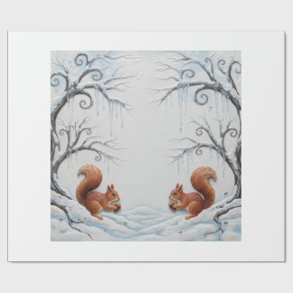 Papier Cadeau A Tale Between Branches and Snowflakes