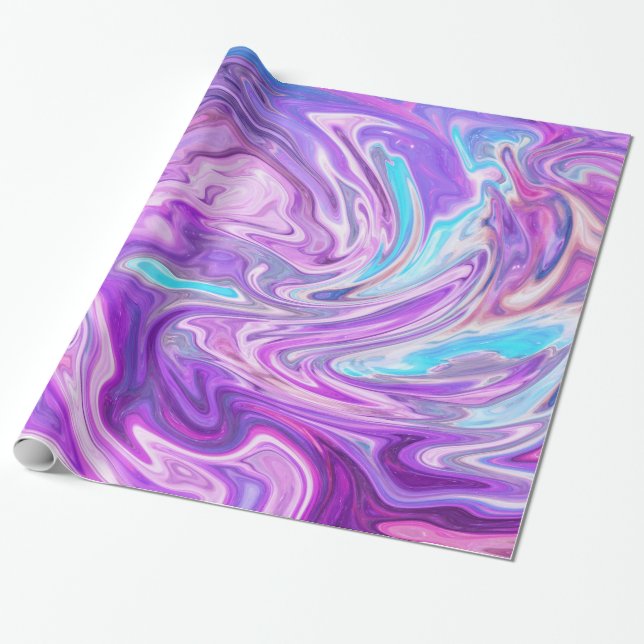 papier cadeau à tourbillons rose bleu et violet (Déroulé)