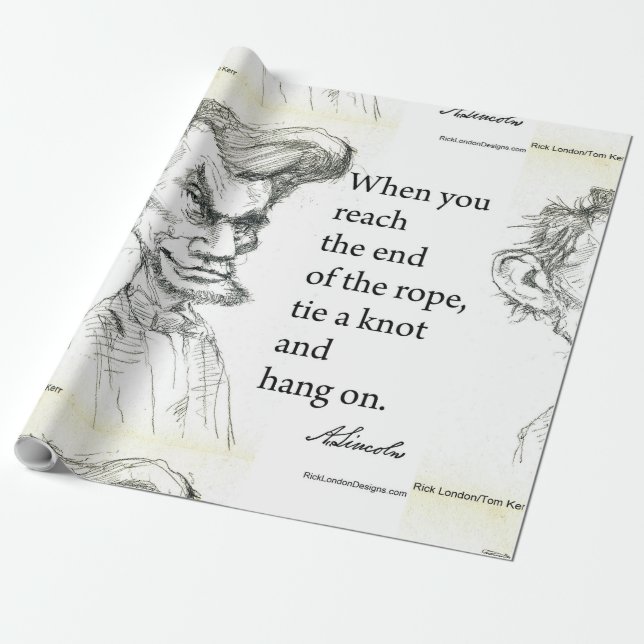 Papier Cadeau Abe Lincoln & Accrochez-vous Citation  (Déroulé)