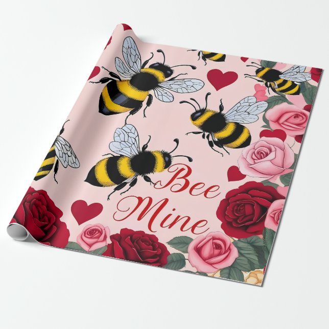 Papier Cadeau Abee Mine Love Buzz Design (Déroulé)