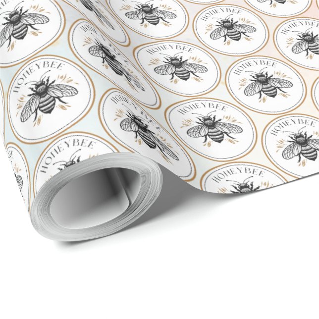 Papier Cadeau Abeille à miel (Coin rond)