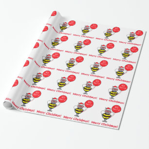 Papier Cadeau Abeille de bande dessinée avec le ballon : Soyez