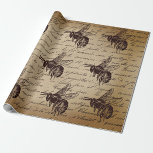 Papier Cadeau Abeille de miel de découpage vintage