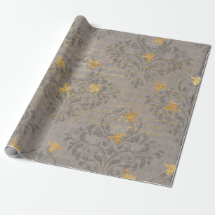 Papier Cadeau Abeille et rouleau d'or