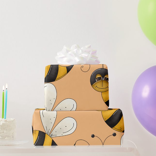 Papier Cadeau Abeille souriante (Créateur téléchargé)