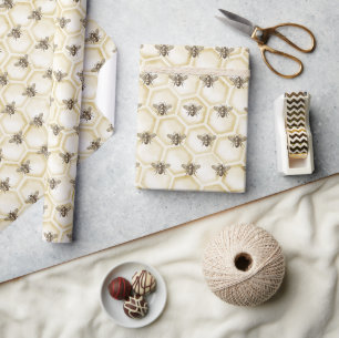 Papier Cadeau Abeilles de miel Style Vintage Abeille de miel Mot