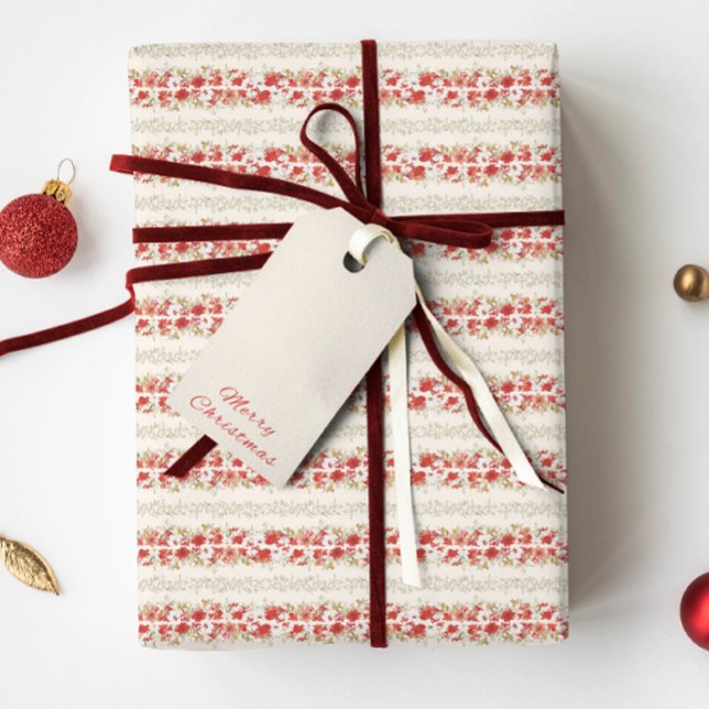 Papier Cadeau abondance de noël feuillage botanique élégant (Créateur téléchargé)
