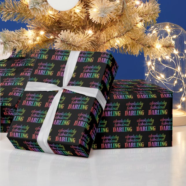 Papier Cadeau Absolument Fabuleux Darling fond noir (Vacances)