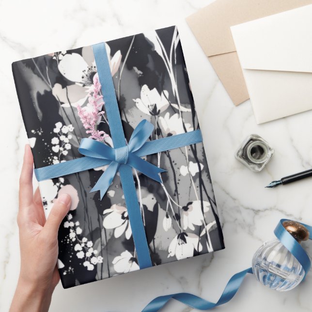 Papier Cadeau  Abstract Blossoms — Monochrome Blush Chic (Cadeaux)