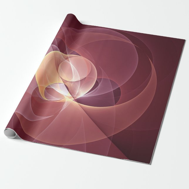 Papier Cadeau Abstract Elegant Modern Wine Red Fractal Art (Déroulé)