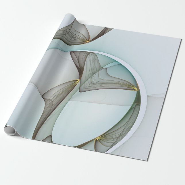 Papier Cadeau Abstract Modern Turquoise Brown Gold Elegance (Déroulé)