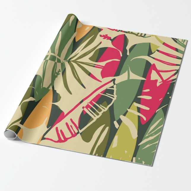 Papier Cadeau Abstract seamless pattern with tropical leaves. Ha (Déroulé)