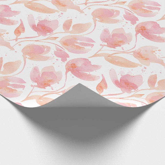 Papier Cadeau Abstract Watercolor Pattern in Peach and Pink (Coin)