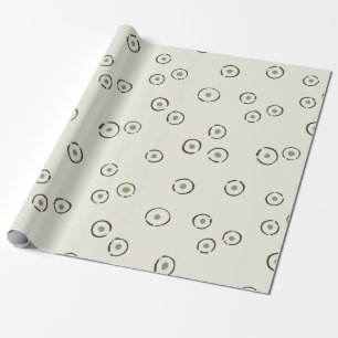 Papier Cadeau Abstrait à pois organique vert olive pâle