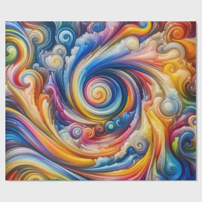 Papier Cadeau Abstrait arc-en-ciel (Plat)