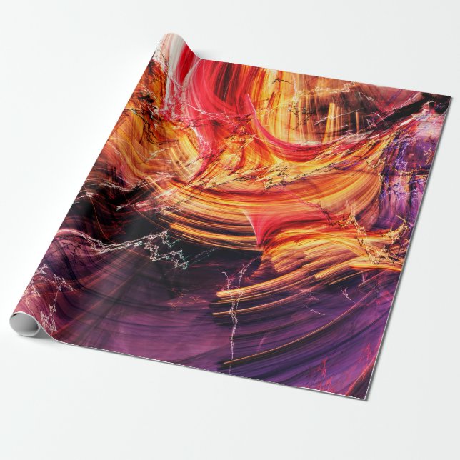 Papier Cadeau Abstrait beau violet, rouge et jaune brillant c (Déroulé)