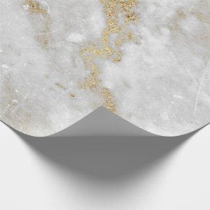 Papier Cadeau Abstrait blanc gris or Carrara marbre Pierre VIP