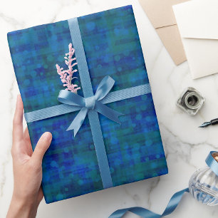 Papier Cadeau Abstrait Bleu Rétro Mid Century Vibe Cadeau Annive