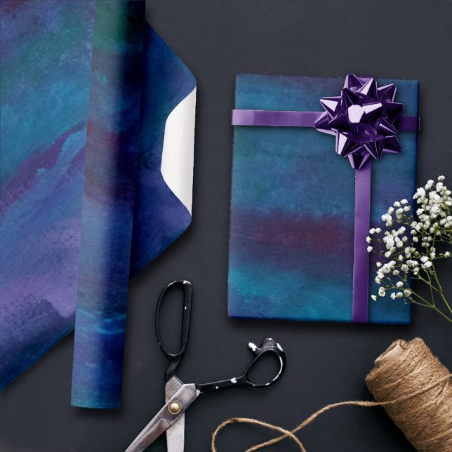 Papier Cadeau Abstrait Blue-Ombre | Turquoise Turquoise violet v (Créateur téléchargé)