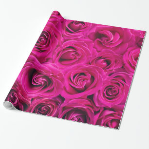 Papier Cadeau Abstrait couleur rose Roses Jardin élégant Floral
