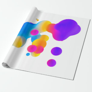 Papier Cadeau Abstrait dégradé coloré 3d goutte liquide sur blan