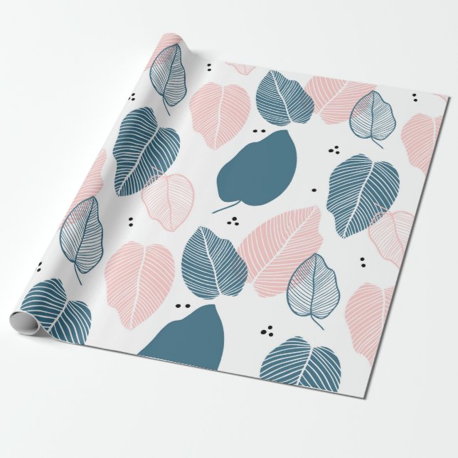 Papier Cadeau Abstrait feuille tropical moderne motif (Déroulé)