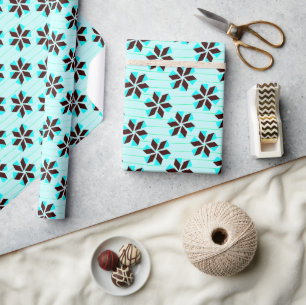 Papier Cadeau Abstrait Flocon de Neige Floral Géométrique Sans C