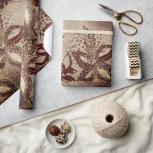 Papier Cadeau Abstrait floral bordeaux texture beige vintage