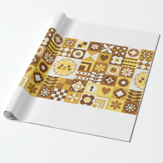 Papier Cadeau Abstrait floral. Scandinave vintage et folk des