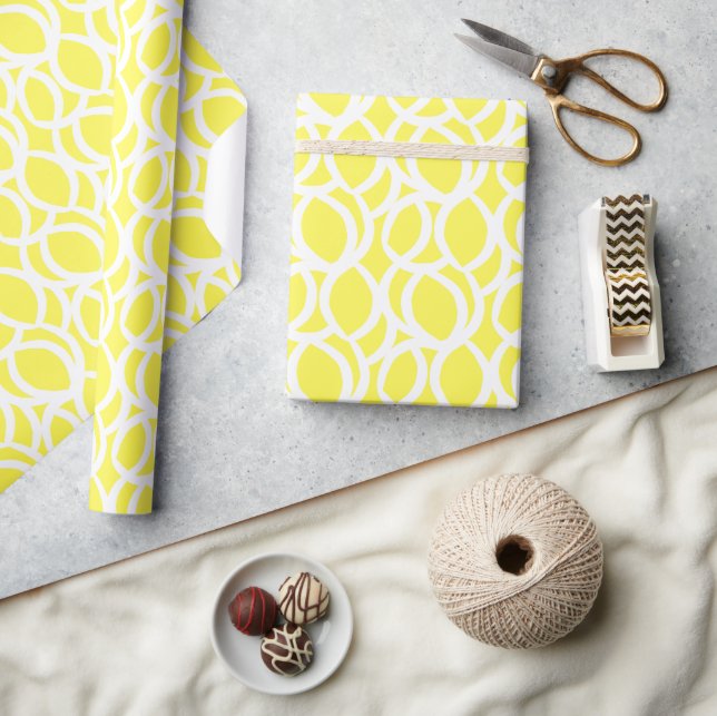 Papier Cadeau Abstrait Lemon jaune et blanc Motif (Artisanat)