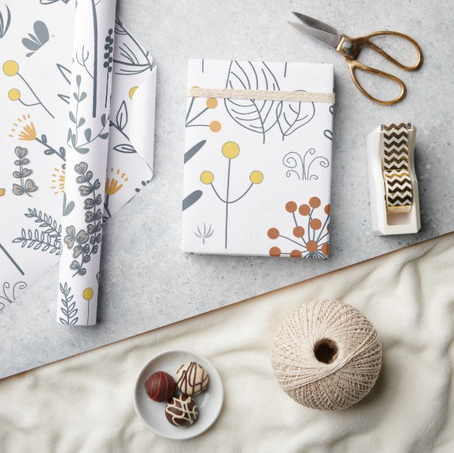 Papier Cadeau Abstrait moderne Floral sans couture Motif (Artisanat)