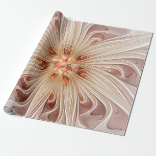 Papier Cadeau Abstrait Moderne Peach Pastel Flower Fractal Art