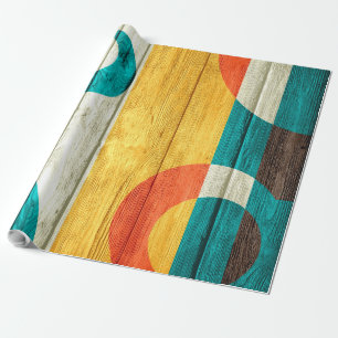 Papier Cadeau Abstrait Moderne Stripes Pastel Wood