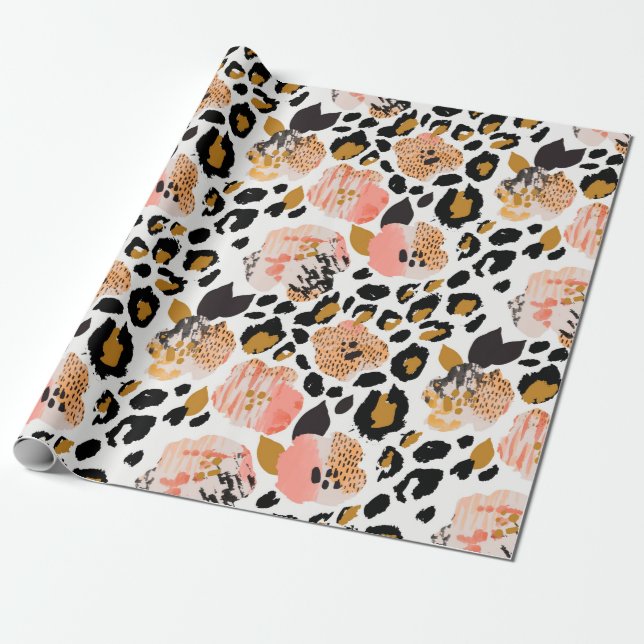 Papier Cadeau Abstrait motif sans soudure fleurie : fleurs avec  (Déroulé)