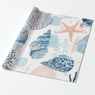 Papier Cadeau Abstrait Naissance Marine Bleu Pêche en Distress (