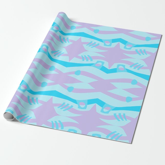Papier Cadeau Abstrait Noah's Ark Blue Lilac (Déroulé)