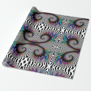 Papier Cadeau Abstrait noir fractal arc-en-ciel noir noir