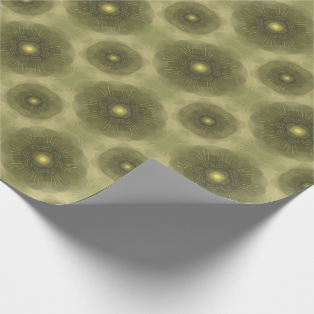 Papier Cadeau Abstrait Olive Green Flower Motif sans couture (Coin)