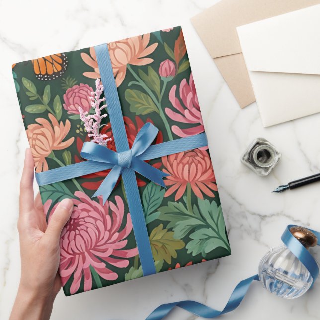 Papier cadeau abstrait papillons Cottagecore (Cadeaux)