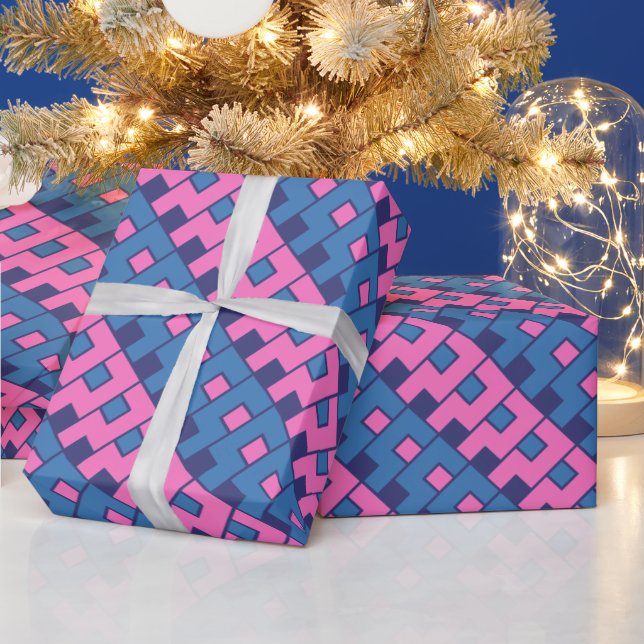 Papier Cadeau Abstrait rose et bleu (Vacances)