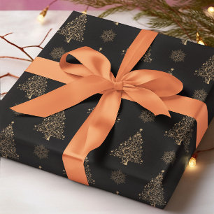 Papier Cadeau Abstrait sapin de Noël Flocon de neige Arrière - p