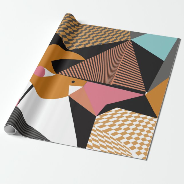 Papier Cadeau Abstrait triangles modernes arrière - plan motif i (Déroulé)