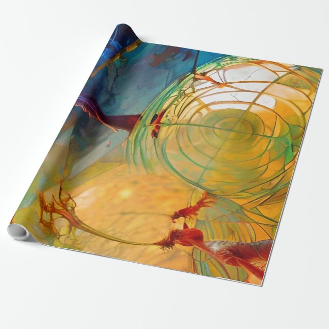 Papier Cadeau Abstrait vif avec des formes étranges (Déroulé)