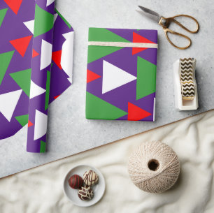 Papier Cadeau Abstrait violet violet rouge blanc vert géométriqu