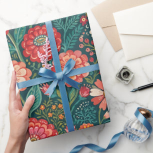 Papier cadeau abstrait zinnias papillons